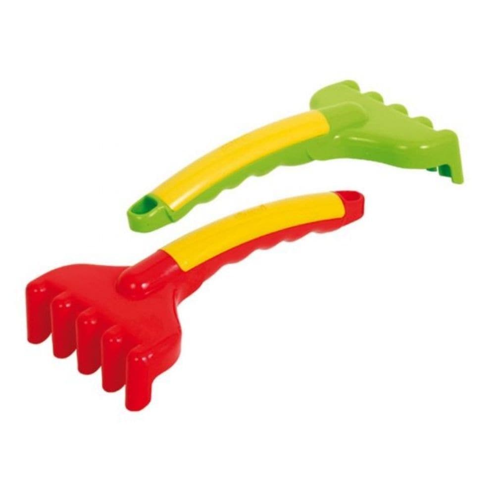 Hand Rake Pack Of 2,Introducing the Hand Rake Pack of 2, the perfect tool for your little one's sand and garden playtime! These hand rakes are designed with wide bases and ergonomic handles to make digging and raking a breeze.Made from hard-wearing and durable plastic, these hand rakes are built to withstand hours of play. The bright colors add a fun and vibrant touch to your child's outdoor adventures.Whether it's building sandcastles at the beach or tending to their own garden, these hand rakes are a fant