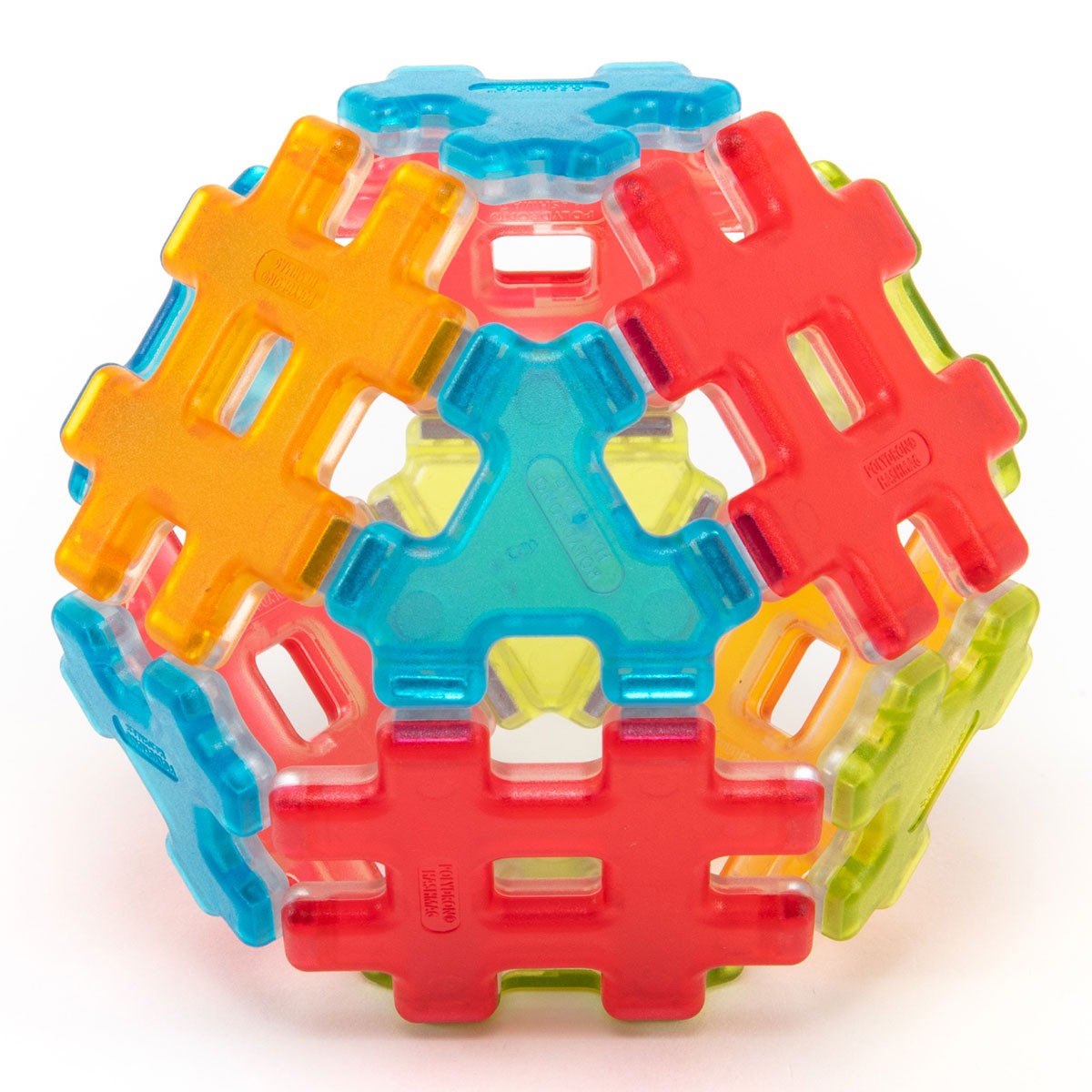 Hashmag Polydron Starter Set,Explore an exciting new method of magnetic construction with this Hashmag Polydron Starter Set. The unique shapes, in 6 stunning translucent colours, are ideal for developing fine motor skills and exploring the construction of 2D nets and 3D models. The Hashmag Polydron Starter Set has a colour coding system to help develop an understanding of polarity and is compatible with Magnetic Polydron. Designed for individual or small group use, this 24 Piece Class Set contains 12 triang