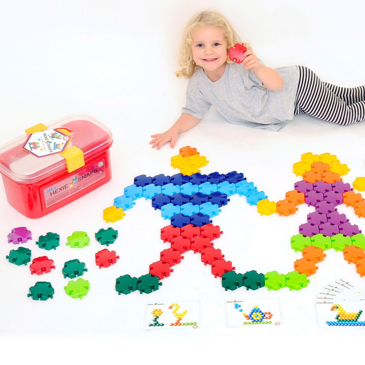 Hexie-Snaps,Hexie Snaps are the perfect toy for children who love to create. With their bright colours and hexagonal shapes, children can easily slot the pieces together to form 2D patterns and pictures. Measuring 7cm in diameter, these pieces are a great size for little hands to hold and manipulate. Hexie-Snaps are designed for children aged 2 years and up, Hexie Snaps are not only fun, but also help to develop important skills such as hand-eye coordination, fine motor skills and creative thinking. Childre