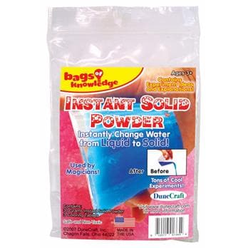 Instant Solid Powder 30G,Unleash the wonders of science with the Instant Solid Powder Kit, a fascinating educational tool that demonstrates the incredible properties of super-absorbent polymers. This kit allows you to explore how a seemingly ordinary powder can absorb 200-300 times its weight in tap water, transforming it into a gooey gel and instantly turning liquids into solids. Ideal for budding scientists and curious minds, this kit includes 30 grams of instant solid powder, a colouring tablet to add a 