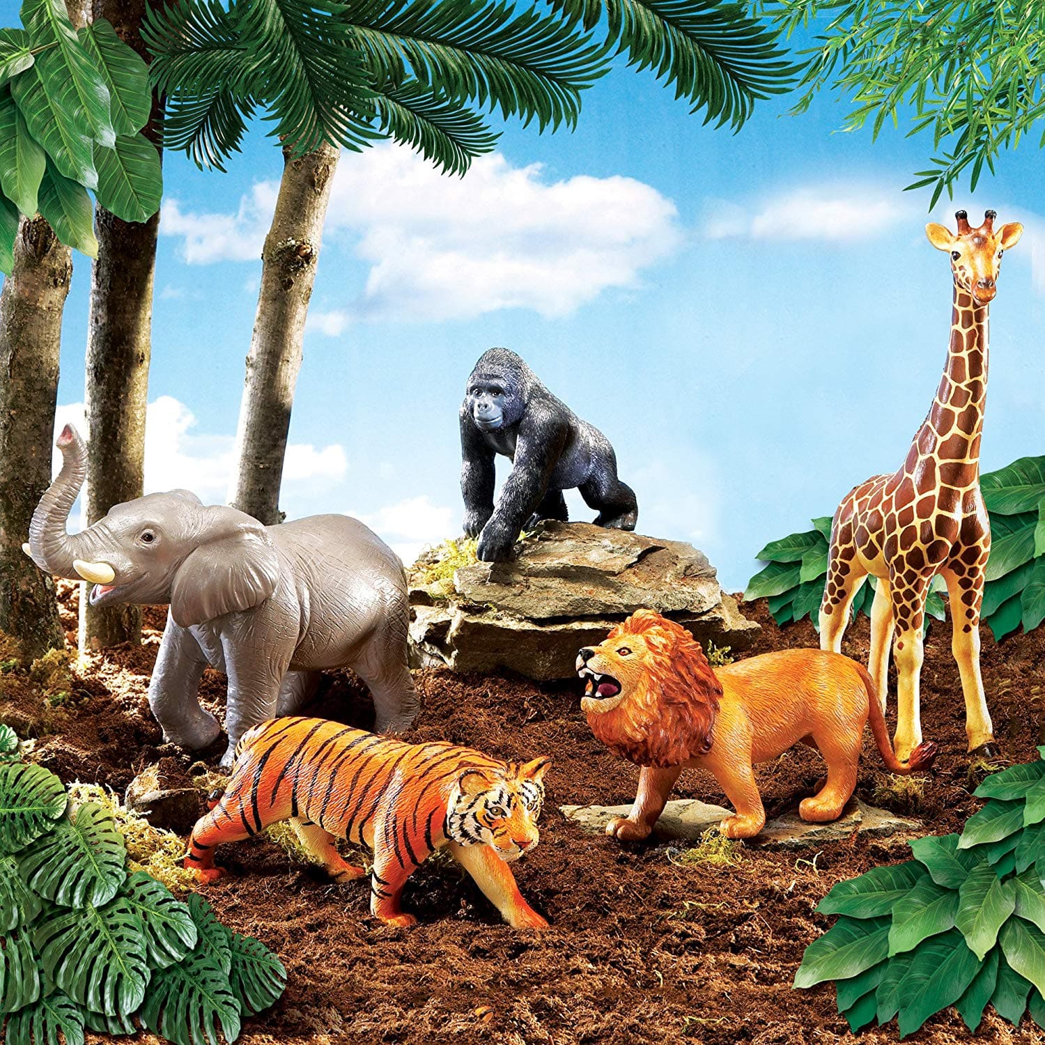 Jumbo Jungle Animals,A jumbo take on imaginative play, these jumbo jungle animals are the perfect addition to play time with so many educational benefits. Motivate oral language development through imaginative play with the Jumbo Jungle animal set from Learning Resources. This Jumbo Jungle Animals set is also great for theme-based units and life-science lessons, animals encourage curiosity about nature, plus responsibility in caring for the environment and household pets. Jumbo Jungle Animals are made from 