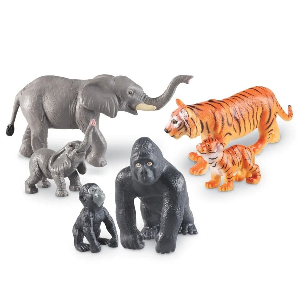 Jumbo Jungle Animals Mommas & Babies,Jumbo Jungle Animals Mommas & Babies: Engaging Imaginative Play Introduce your child to the wonders of the jungle with the Jumbo Jungle Animals Mommas & Babies set. This delightful collection of friendly jungle animal families is designed to spark imaginative play and foster speech and language skills from a young age. Each realistically detailed plastic animal provides an engaging way for children to learn about the world around them. Key Features of Jumbo Jungle Animal