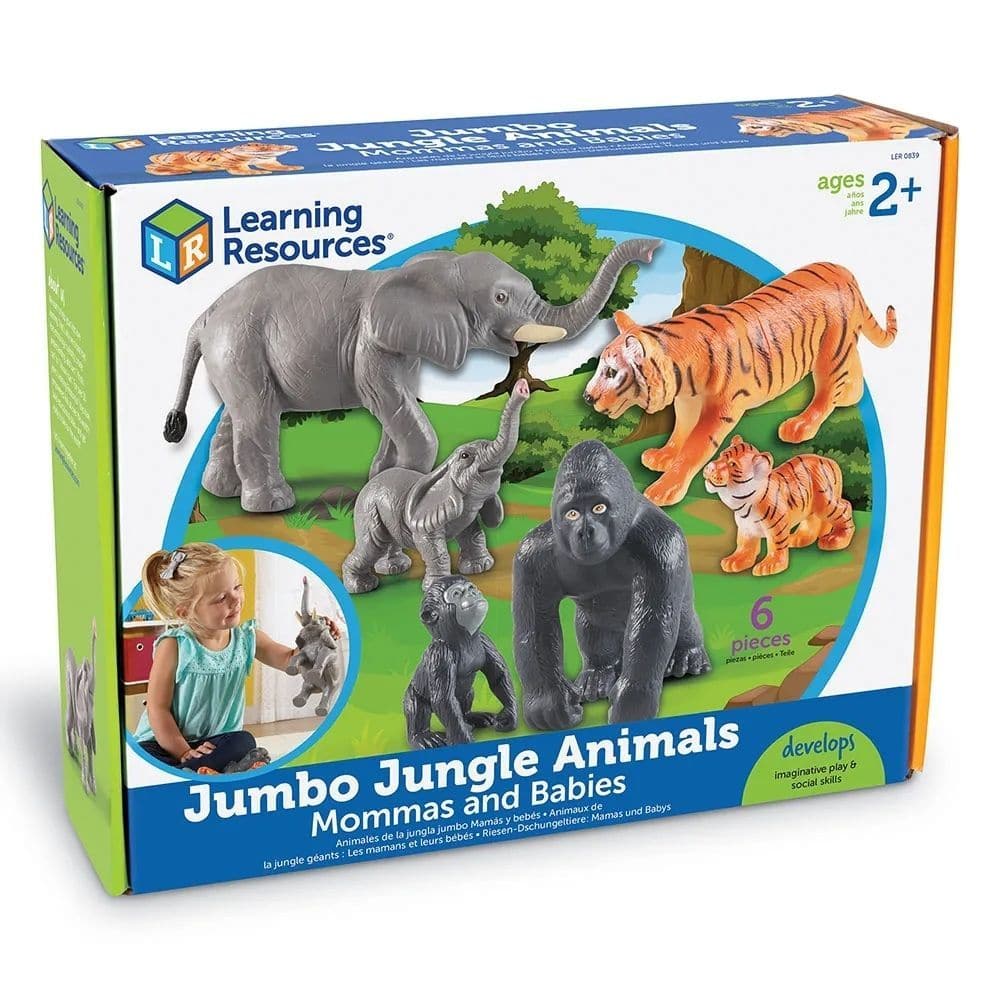 Jumbo Jungle Animals Mommas & Babies,Jumbo Jungle Animals Mommas & Babies: Engaging Imaginative Play Introduce your child to the wonders of the jungle with the Jumbo Jungle Animals Mommas & Babies set. This delightful collection of friendly jungle animal families is designed to spark imaginative play and foster speech and language skills from a young age. Each realistically detailed plastic animal provides an engaging way for children to learn about the world around them. Key Features of Jumbo Jungle Animal