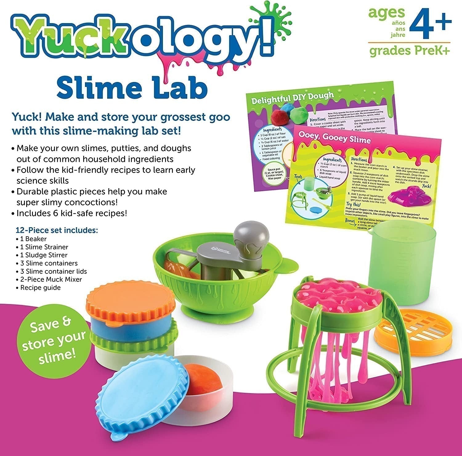 Learning Resources Yuckology Slime Lab,Learning Resources Yuckology Slime Lab: A Fun and Educational Slime-Making Experience Get ready for some gooey, messy fun with the Learning Resources Yuckology Slime Lab! This exciting set allows children to dive into the world of slime making, where they can mix, stir, and stretch their own creations while learning the science behind it. Perfect for young scientists, the Yuckology Slime Lab comes with easy-to-use tools and child-friendly recipes, making it a fantastic