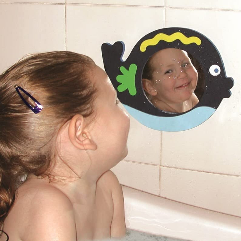 Magic Mirrors Whale,These amazing Magic Mirrors are designed for bath time and water play. The Magic Bath mirrors are designed with safety in mind with only the safest flexible acrylic mirrors used and enclosed in a soft durable foam cover. Another amazing feature of the magic mirrors is they float in water and then stick to any smooth surface such as bathroom tiles or even the bath when when. A safe and fun way to allow your child to explore self awareness or use whilst brushing there teeth prompting perso