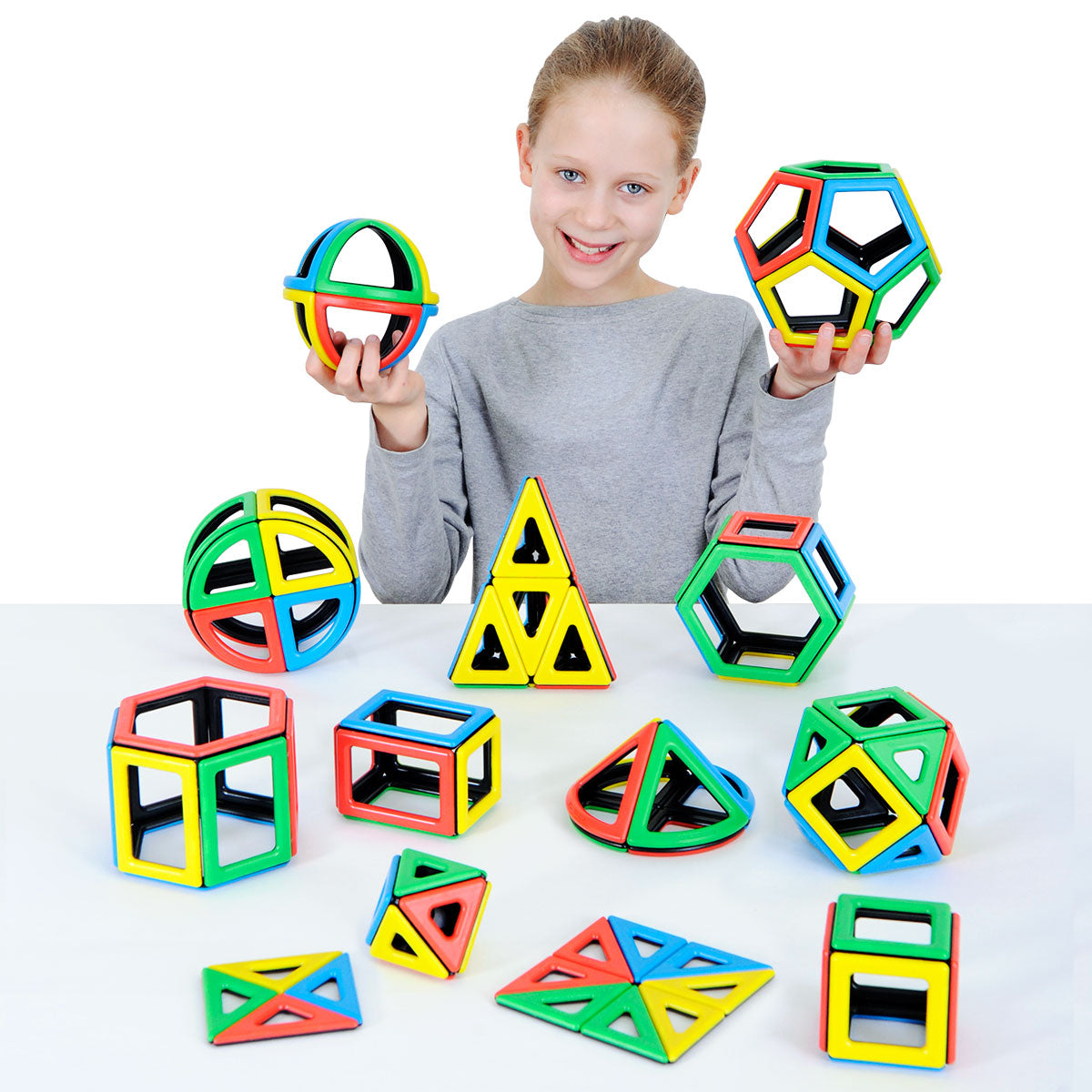 Magnetic Polydron Mathematics Set,Magnetic Polydron Mathematics Set Unlock the world of shapes and mathematical exploration with the Magnetic Polydron Mathematics Set. Designed specifically for primary school children, this comprehensive class set contains everything you need to teach 2D and 3D shapes in an engaging and hands-on way. With a total of 118 pieces, including 11 different shapes, this set offers endless possibilities for building and constructing. It includes 20 equilateral triangles, 12 right a