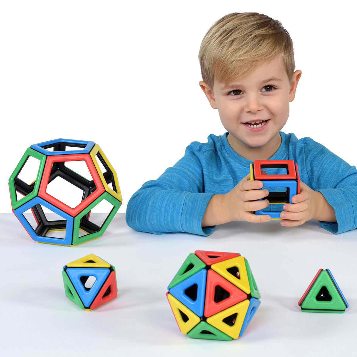 Magnetic Polydron Platonic Solids Set,Get ready to delve into the fascinating world of geometry with the Magnetic Polydron Platonic Solids Set. Designed for both young and older children, this versatile set allows students to investigate and construct the famous five platonic solids.With 50 pieces in total, including 6 squares, 32 equilateral triangles, and 12 pentagons, this set provides endless opportunities for building and exploration. Young learners can begin by creating basic shapes and gradually prog