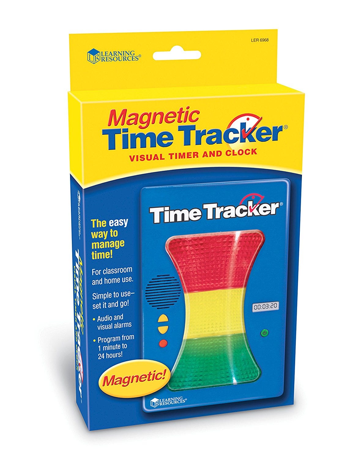 Magnetic Time Tracker,The Magnetic Time Tracker is perfect for helping children keep track of time. The Magnetic Time Tracker is easy to programme, the green, yellow and red sections track time from one minute to 24 hours. The lights and sounds help students visualise and hear how much time remains. When it's time to get in the car, eat the peas, brush teeth, put the toys away, get dressed, turn off the TV, get out of the bath,you won't be asking your kids for the zillionth time, or wondering to yourself, "