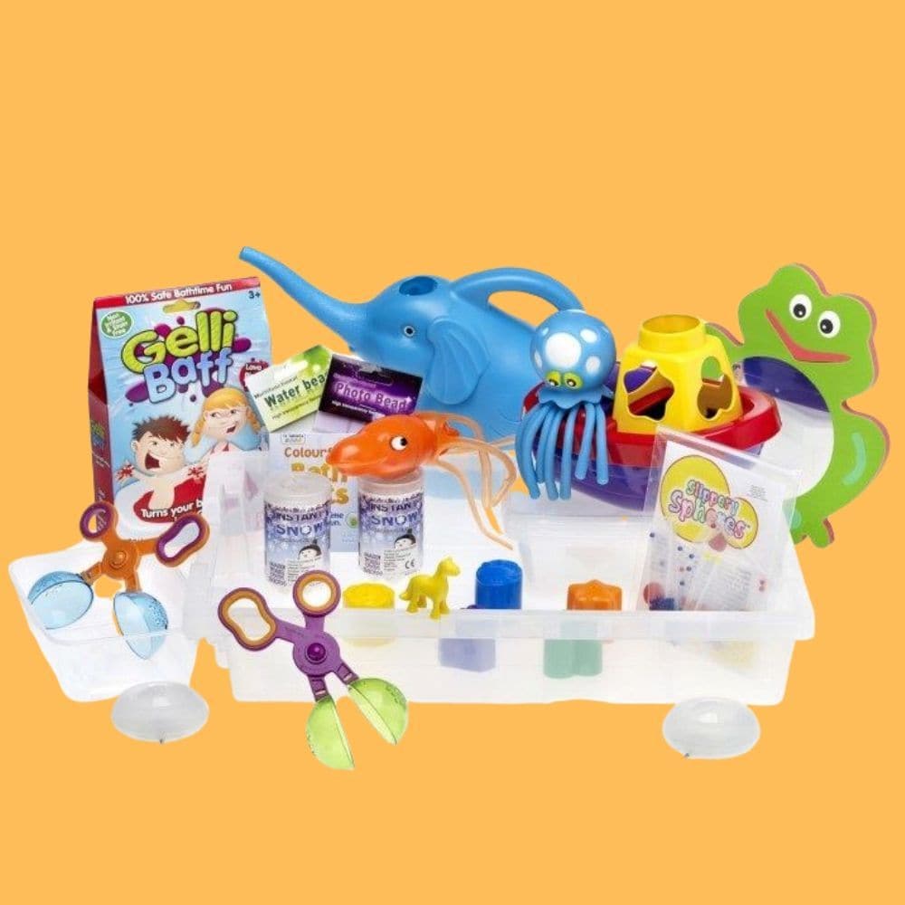 Messy And Water Play Sensory Kit,Explore Sensory Play with the Messy and Water Play Sensory Kit! Dive into a world of sensory exploration and discovery with our Messy and Water Play Sensory Kit. This delightful kit is specially curated to provide endless opportunities for messy play and water play, all within the comfort of the included large water tray. Key Features: Large Water Tray: The kit includes a generously sized water tray, providing ample space for immersive sensory experiences. Perfect for contai