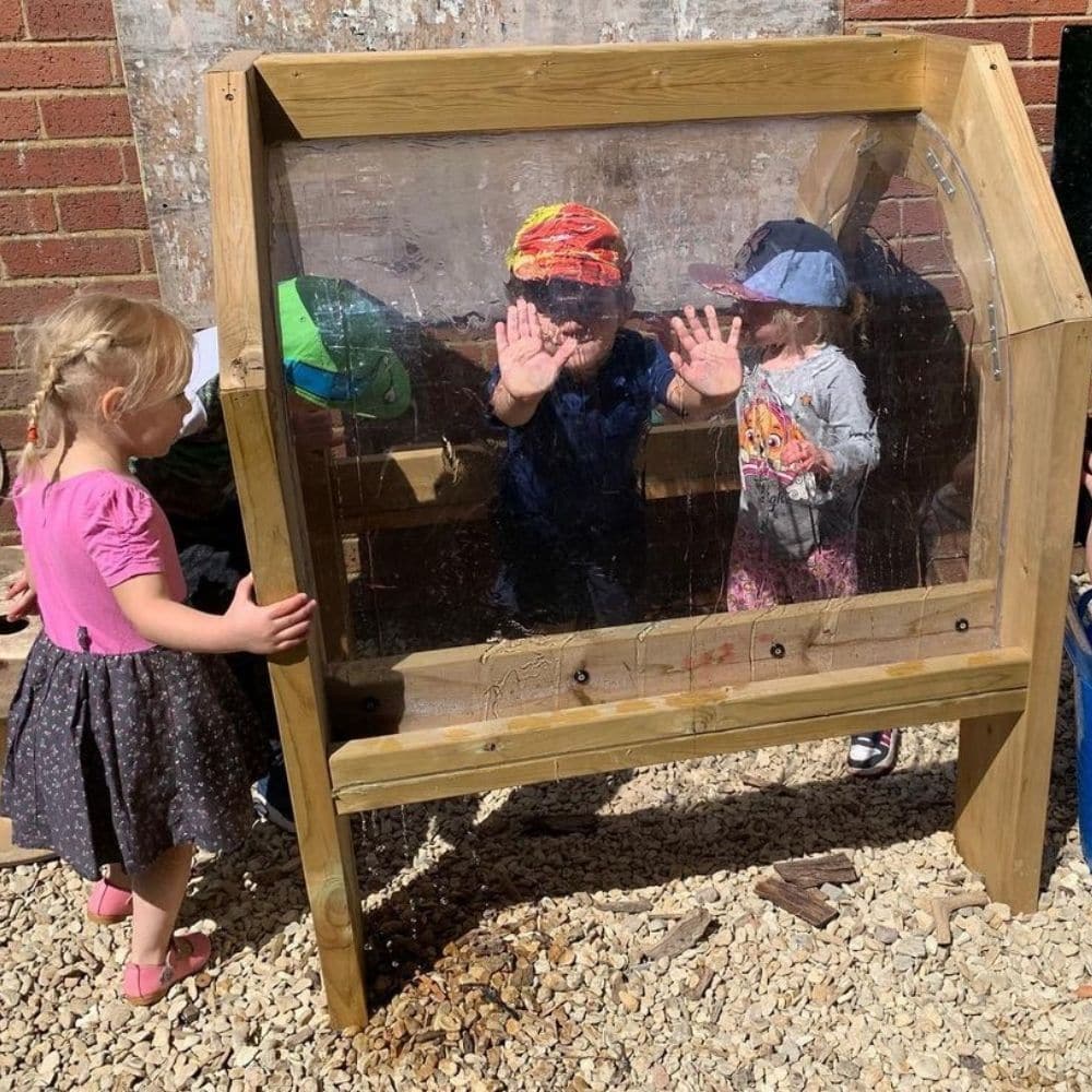 Nature Outdoor Cascading Water Tunnel,See the water cascade down the walls of this exciting Outdoor Cascading Water Tunnel or use the walls for mark making. The children are able to access the water independently and experiment and explore with this unique Outdoor Cascading Water Tunnel resource. The pump is easy for the children to use. The sides have a ledge enabling the children to collect the water as it squirts down. Standing in the tunnel is similar to being in an aquarium area. It looks great if you 