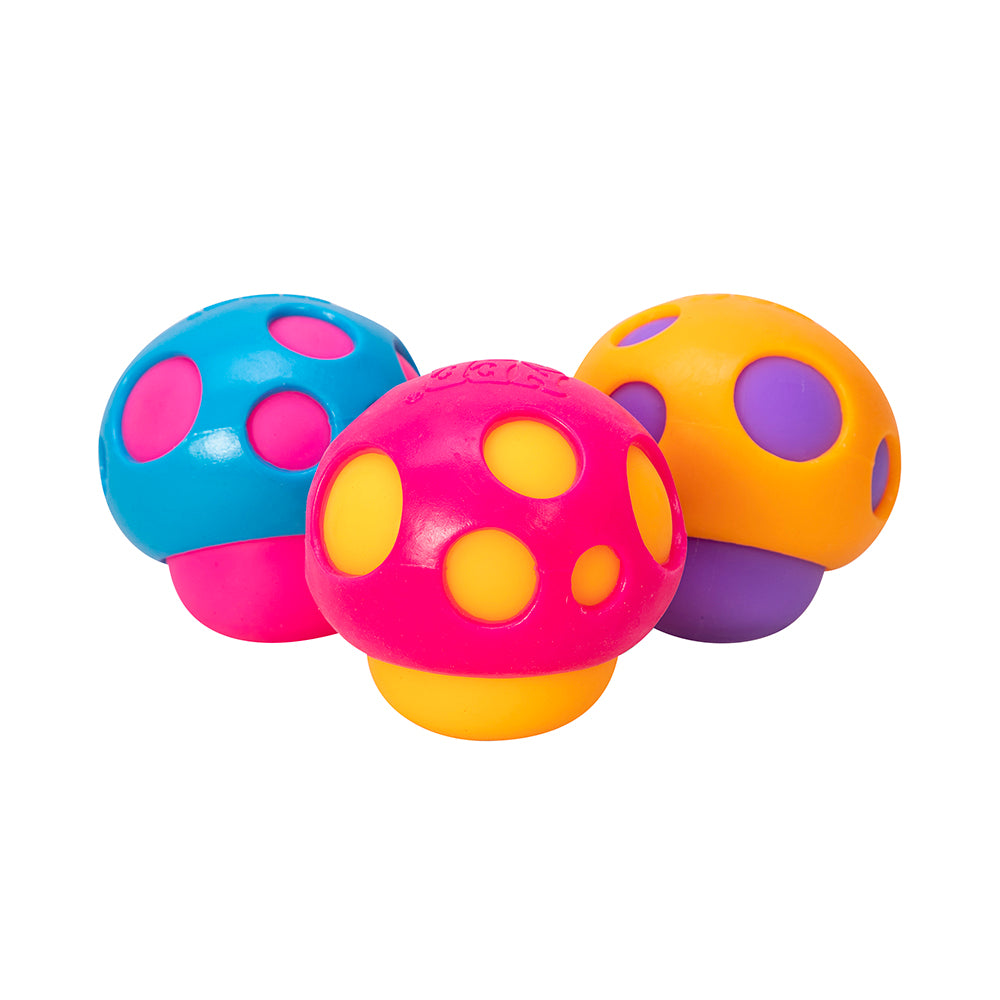 Needoh Groovy Shroom,There so ‘mushroom’ in the toy box for Groovy Shroom NeeDoh! This unique NeeDoh ball is one cool toadstool to squeeze, squash, squish, and knead. The stress ball has spots (just like a mushroom) that when squeezed, pops the inner blobs out. Available in three colour combinations - pink/yellow, blue/pink and orange/purple - there’s something for everyone (colours chosen at random). Groovy Shrooms are filled with the famous non-toxic doh and are safe to squeeze. NeeDoh Groovy Shrooms are 