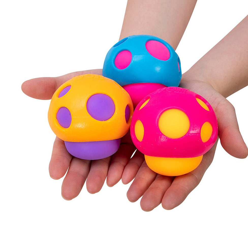 Needoh Groovy Shroom,There so ‘mushroom’ in the toy box for Groovy Shroom NeeDoh! This unique NeeDoh ball is one cool toadstool to squeeze, squash, squish, and knead. The stress ball has spots (just like a mushroom) that when squeezed, pops the inner blobs out. Available in three colour combinations - pink/yellow, blue/pink and orange/purple - there’s something for everyone (colours chosen at random). Groovy Shrooms are filled with the famous non-toxic doh and are safe to squeeze. NeeDoh Groovy Shrooms are 