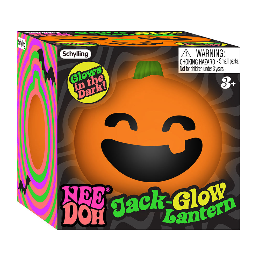 Needohween Jack Glow Lantern Needoh,Give your kiddos pumpkin to talk about this Halloween! NeeDoh Jack Glow Lantern is a frightfully fa-boo-lous stress toy. Turn the lights out and watch the bright orange Nee Doh ball glow in the dark! Each stress ball features one of three spooky pumpkin faces (picked at random). These Halloween stress toys are perfect for portable play and also helpful for relieving anxiety. They are made from a non-toxic, dough-like material that always bounces back to its original shape