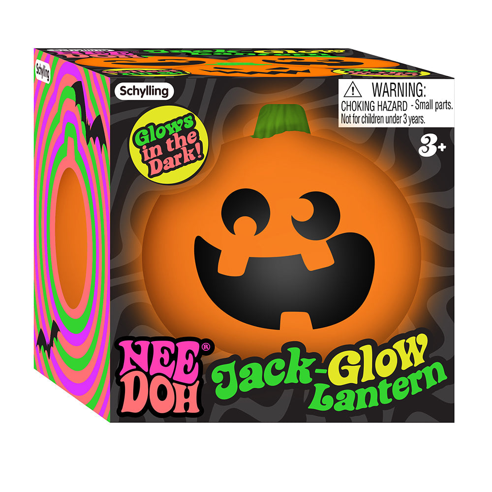 Needohween Jack Glow Lantern Needoh,Give your kiddos pumpkin to talk about this Halloween! NeeDoh Jack Glow Lantern is a frightfully fa-boo-lous stress toy. Turn the lights out and watch the bright orange Nee Doh ball glow in the dark! Each stress ball features one of three spooky pumpkin faces (picked at random). These Halloween stress toys are perfect for portable play and also helpful for relieving anxiety. They are made from a non-toxic, dough-like material that always bounces back to its original shape