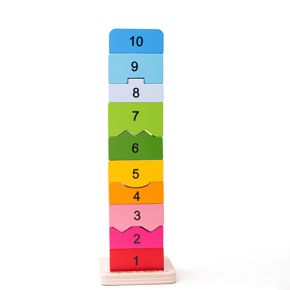 Number Tower,Number Toy Tower Our rainbow-coloured Number Toy Tower is a delightful way to engage and excite youngsters about learning to count. This interactive toy not only fosters numeracy skills but also encourages colour recognition, providing a comprehensive learning experience for children. Key Features: Educational Fun: Children can practice number recognition and learn to count from 1 to 10 by fitting each wooden piece next to its individually-shaped numerical neighbour. This hands-on approach to l