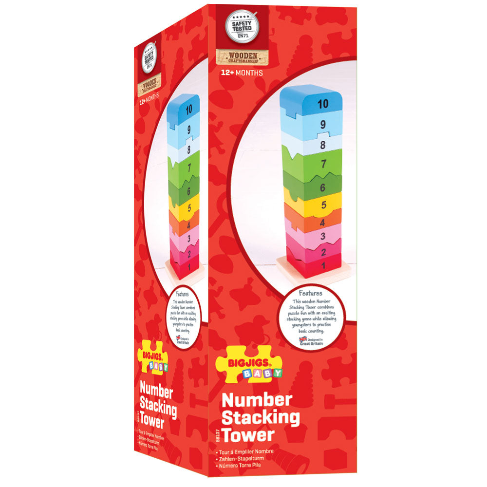 Number Tower,Number Toy Tower Our rainbow-coloured Number Toy Tower is a delightful way to engage and excite youngsters about learning to count. This interactive toy not only fosters numeracy skills but also encourages colour recognition, providing a comprehensive learning experience for children. Key Features: Educational Fun: Children can practice number recognition and learn to count from 1 to 10 by fitting each wooden piece next to its individually-shaped numerical neighbour. This hands-on approach to l