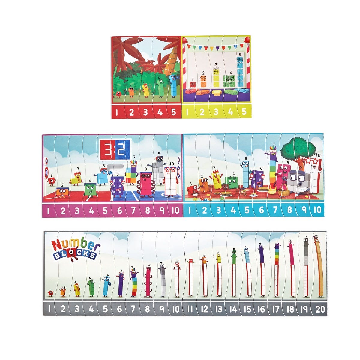 Numberblocks Sequencing Puzzle Set,Numberblocks Sequencing Puzzle Set Count on the Numberblocks One to Twenty to help little ones learn how to sequence numbers in the right order. The Numberblocks Sequencing Puzzle Set offers an engaging and educational way for children to practice their number sequencing skills with the friendly Numberblocks characters. Perfect for learning through puzzle play at home or in the classroom, this set includes 10 double-sided jigsaw puzzles that cover numbers 1-5, 1-10, and 1-