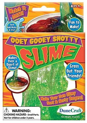 Ooey Gooey Slime Kit,Get ready for some slimy fun with our Make Your Own Slime kit! This is not your ordinary slime—it's customizable to your preferences. With this kit, you can make your slime as thin or thick as you like, choose its color, and decide whether it should be chunky or smooth. You can even add some nasty boogers to make it extra gross! All you need to do is add water and stir. The kit comes complete with everything you need to make close to a gallon of multi-colored slime. Whether you want to 