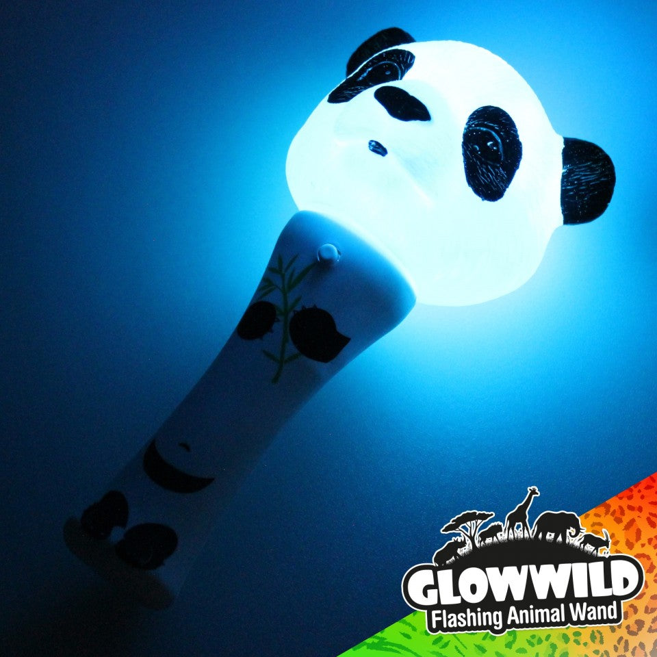 Panda Mini Light Up Animal Wand 7",Panda Mini Light Up Animal Wand 7" Description Prepare for cuteness overload with our Panda Mini Light Up Animal Wand! This adorable wand is adorned with multi-colored flashing LEDs that create a mesmerizing light show around the cute panda head. Perfectly sized for small hands, this Glow Wild flashing animal wand features a simple on/off function, making it easy for even the littlest kids to enjoy. Panda Mini Light Up Animal Wand Features: Flashing LEDs: The wand is illum