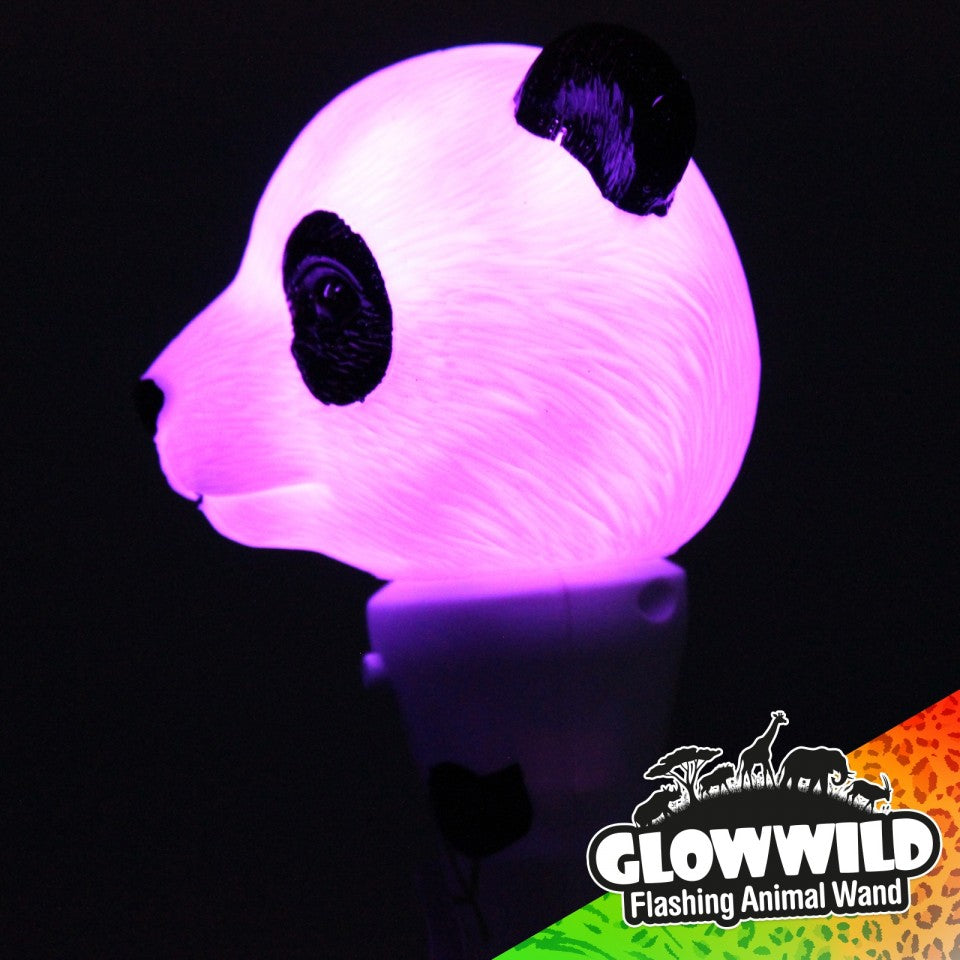 Panda Mini Light Up Animal Wand 7",Panda Mini Light Up Animal Wand 7" Description Prepare for cuteness overload with our Panda Mini Light Up Animal Wand! This adorable wand is adorned with multi-colored flashing LEDs that create a mesmerizing light show around the cute panda head. Perfectly sized for small hands, this Glow Wild flashing animal wand features a simple on/off function, making it easy for even the littlest kids to enjoy. Panda Mini Light Up Animal Wand Features: Flashing LEDs: The wand is illum