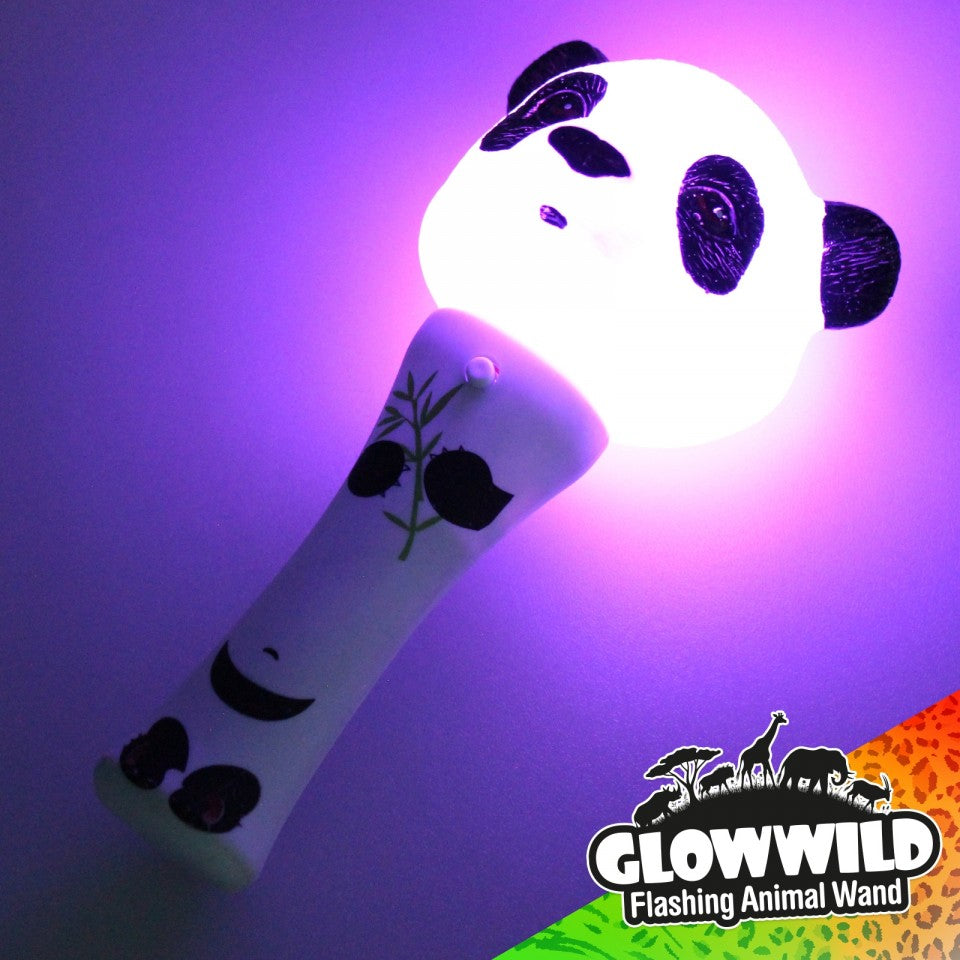 Panda Mini Light Up Animal Wand 7",Panda Mini Light Up Animal Wand 7" Description Prepare for cuteness overload with our Panda Mini Light Up Animal Wand! This adorable wand is adorned with multi-colored flashing LEDs that create a mesmerizing light show around the cute panda head. Perfectly sized for small hands, this Glow Wild flashing animal wand features a simple on/off function, making it easy for even the littlest kids to enjoy. Panda Mini Light Up Animal Wand Features: Flashing LEDs: The wand is illum