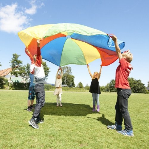 Parachute Games 1.75 Metre,Parachute Games - 1.75 Metre Parachute play offers a unique and enjoyable way to foster new skills and development in children. With this 1.75-metre parachute, the possibilities for fun and learning are endless. Engaging in parachute games provides a full-body workout, making it beneficial for everyone involved. It's an excellent method for enhancing basic physical coordination while encouraging group interaction and cooperation. Crafted from vibrant, lightweight, and fire-resista