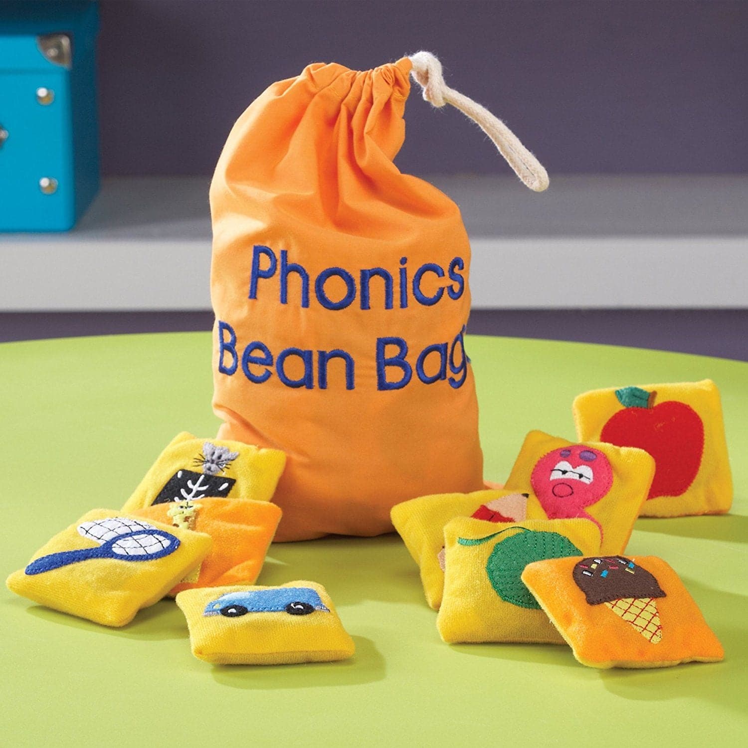 Phonics Bean Bags,These colourful 9cm embroidered Phonics bean bags provide an engaging and tactile way to reinforce letters and sounds, making phonics learning fun and interactive. Here's why they're a fantastic addition to any educational setting: Comprehensive phonics reinforcement: Each Phonics bean bag features an appealing picture representing a specific letter sound, helping children associate letters with their corresponding sounds. Additionally, special double-sided bean bags are included for short