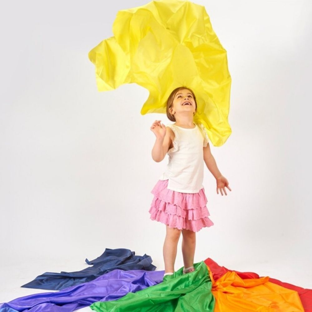 Rainbow Habutae Fabric Pack Of 7,Rainbow Habutae Fabric Pack Of 7 The Rainbow Habutae Fabric Pack of 7 is perfect for a wide range of activities, including loose parts play, dress-up, creating invitations to play, and enhancing treasure baskets and sensory areas. This vibrant, silky fabric will brighten up any playtime experience and stimulate children's creativity and sensory exploration. Key Features: Tactile and Silky: The fabric has a smooth, silky texture that is delightful to touch and interact with, 