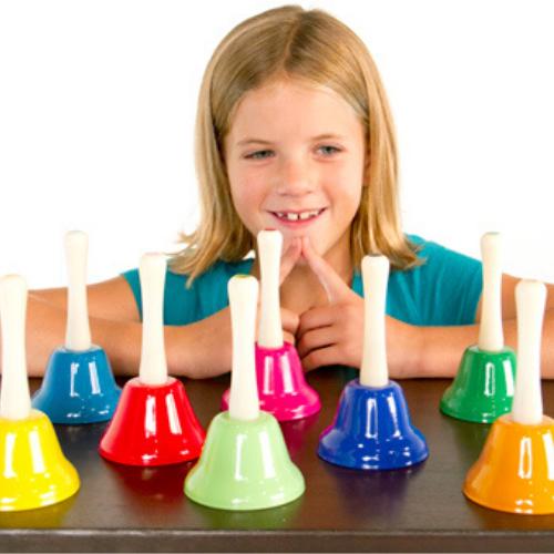 Rainbow Hand Bells,Elevate Musical Play with Rainbow Hand Bells Introduce young musicians to the enchanting world of melodies with our set of eight Rainbow Hand Bells. Crafted from durable metal, each bell produces a unique musical note, allowing children to create harmonious tunes with ease. Rainbow hand bells Features: Colour-Coded Learning: Our Rainbow Hand Bells come with a song sheet featuring four popular nursery rhymes. Using colour-coded instructions, children can follow along to play their favourit