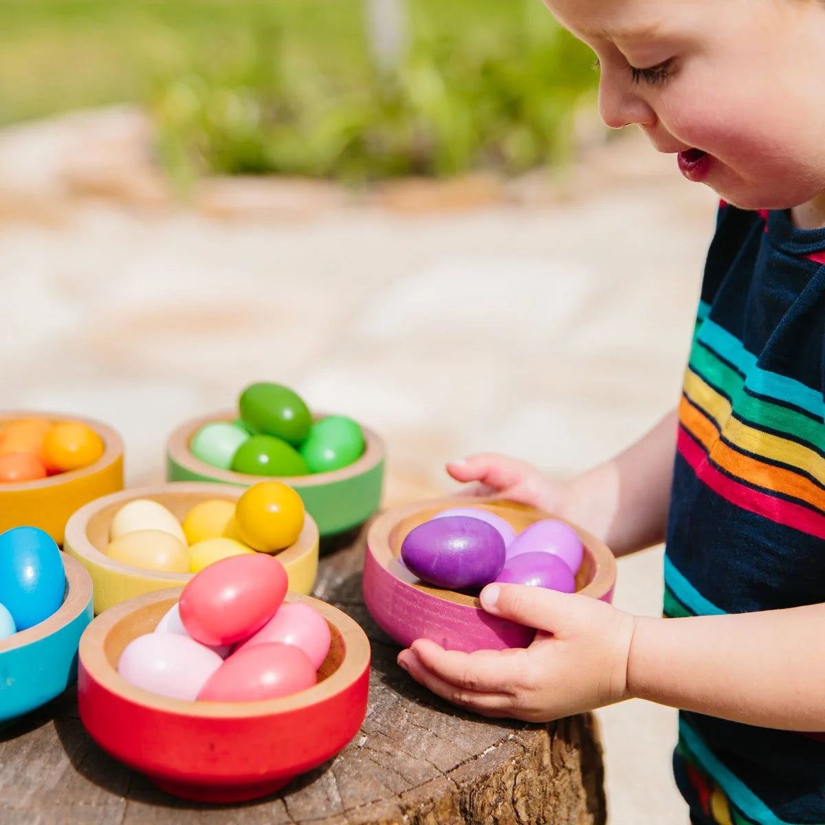 Rainbow Nests,Explore Colourful Learning with Rainbow Nests Engage young learners in a world of sorting, matching, and colour recognition with our Rainbow Nests set. Designed to provide both open-ended play and guided learning experiences, these vibrant nests and eggs offer endless opportunities for educational exploration. Key Features: Versatile Learning: From simple sorting activities to more complex colour naming and counting exercises, the Rainbow Nests set caters to a wide range of learning objectives