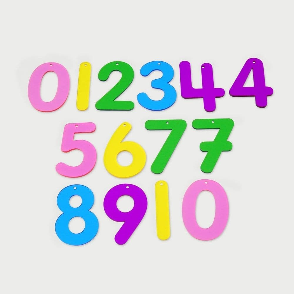 Rainbow Numbers - Pk14,TickiT® Rainbow Numbers Introduce your child to the world of numbers with the vibrant TickiT® Rainbow Numbers! These colourful clear acrylic numbers are designed in a child-friendly font, making them perfect for number recognition and counting activities. The tactile and colourful properties of the numbers capture your child's attention, encouraging them to trace the shape of the numbers with their finger on the smooth surface. Rainbow Numbers - Pk14 Features: Educational and Engaging