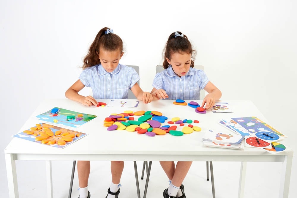 Rainbow Pebbles® Classroom Set,The edx education® Rainbow Pebbles® Classroom Set is fantastic for children to play, learn and get creative! These safe, smooth and tactile pebbles will spark your child's curiosity and encourage them to use their imagination to develop unique and interesting ways to incorporate them into play. Their odd shape makes them wobble when stacked, creating an extra challenge for young learners, and developing fine motor skills. Their rainbow colours and tangible texture make them id