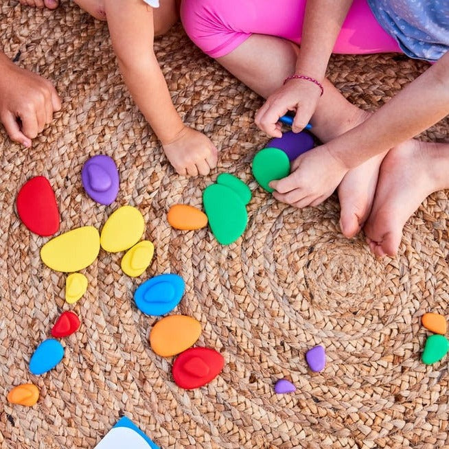 Rainbow Pebbles® Classroom Set,The edx education® Rainbow Pebbles® Classroom Set is fantastic for children to play, learn and get creative! These safe, smooth and tactile pebbles will spark your child's curiosity and encourage them to use their imagination to develop unique and interesting ways to incorporate them into play. Their odd shape makes them wobble when stacked, creating an extra challenge for young learners, and developing fine motor skills. Their rainbow colours and tangible texture make them id