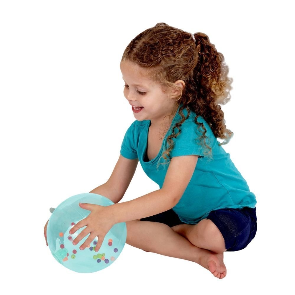 Rainbow Soft Ball,There's only one thing better than bouncing, and that's rolling. The only thing better than rolling is bouncing! This soft Rainbow soft ball with the 24 colourful beads inside is the perfect baby and toddler toy-and Mom and Dad will love playing with their little ones, too! Bounce the Rainbow soft ball and the beads dance around like confetti! The Rainbow soft ball is perfect for learning to share, to co-play, and to strengthen gross motor skills, and hand-eye coordination! But really, you