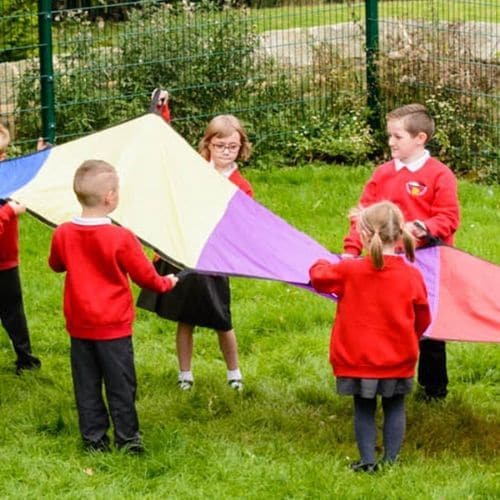 Rainbow Wave Parachute,Introducing the Rainbow Wave Parachute! Engage up to 30 children in a whirlwind of colourful fun with our Rainbow Wave Parachute. Perfect for group activities indoors or outdoors, this vibrant parachute promotes social interaction, teamwork, and physical exercise for children of all ages and abilities. Key Features: Group Participation: The Rainbow Wave Parachute is designed for group participation, accommodating up to 30 children. It's an inclusive activity that encourages collaborat