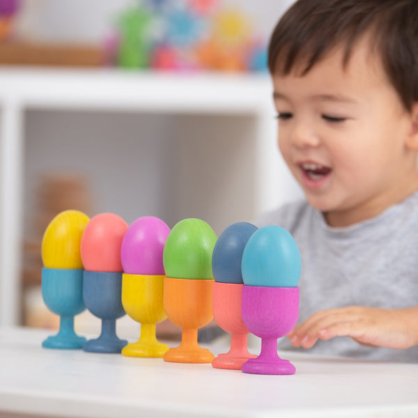 Rainbow Wooden Eggs,Rainbow Wooden Eggs The Rainbow Wooden Eggs are a delightful set of smooth, solid beech wood eggs, each showcasing one of the seven colours of the rainbow. With their natural finish, these eggs beautifully display the grain of the wood, making them not only educational but also visually appealing. Key Features: High-Quality Material: Made from solid beech wood, these eggs are durable and designed to withstand regular use. Natural Finish: The natural finish highlights the wood grain, addi