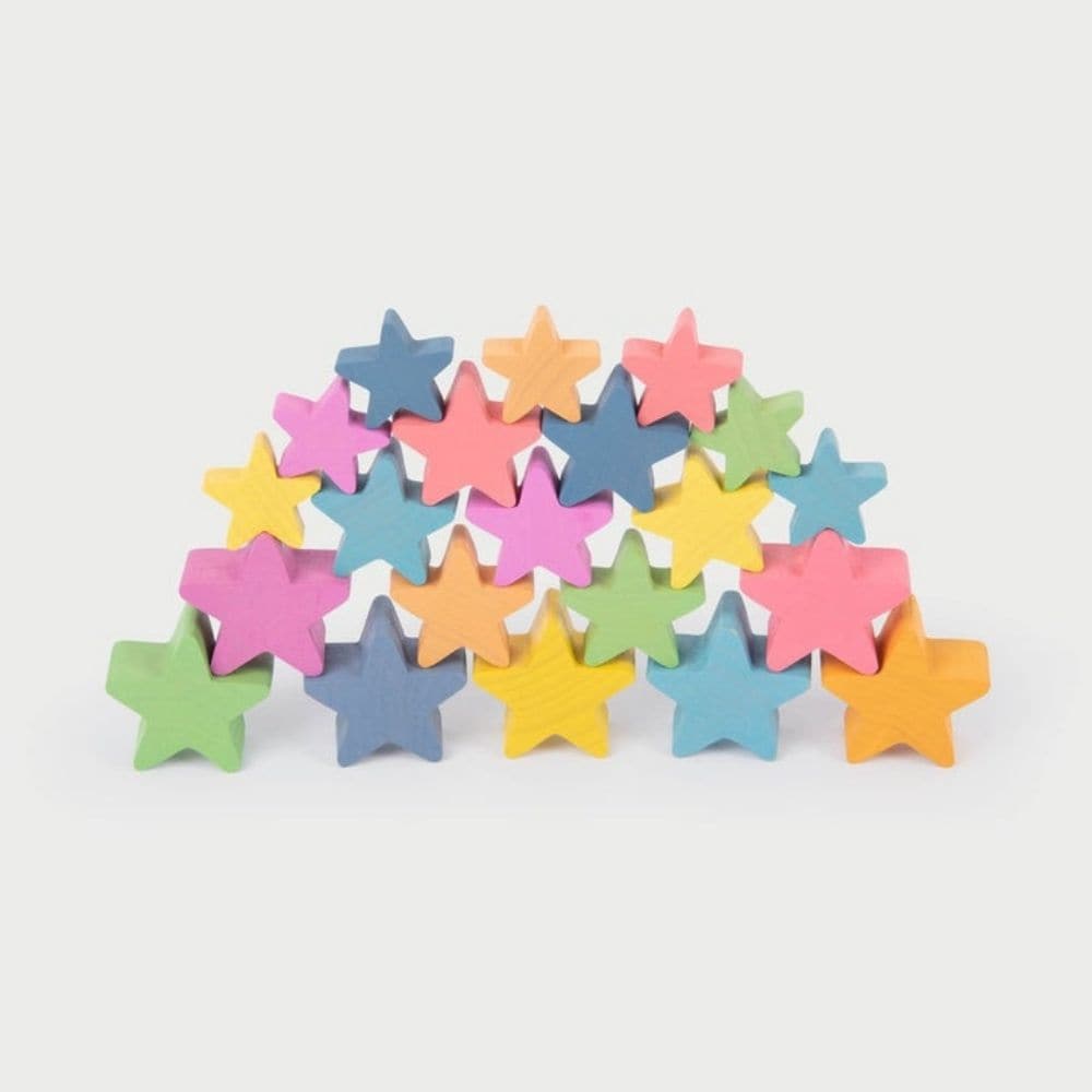 Rainbow Wooden Stars,Our TickiT® Rainbow Wooden Stars are made from beautiful beechwood with a natural woodgrain finish in the seven colours of the rainbow, and in differing sizes and thickness. These chunky wooden star pieces are perfect for children to handle and learn about colour and shape, whilst having fun learning to count, sort, stack and sequence. As your child plays they will be developing their manual dexterity and fine motor skills as well as supporting early numeracy and colour recognition. For