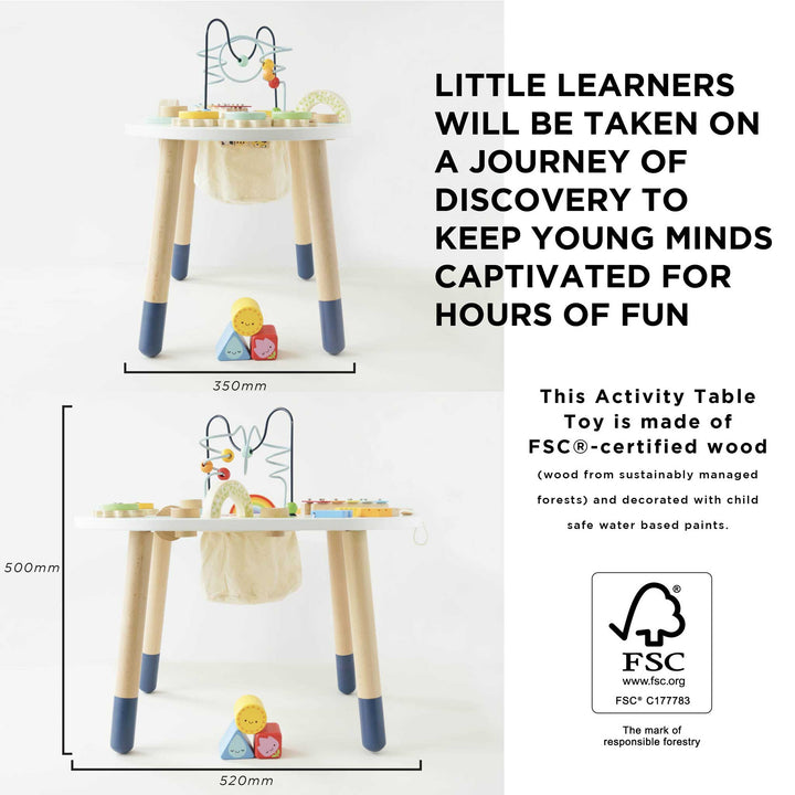 Sensory Activity Table,Sensory Activity Table: A Multi-Sensory Playground for Toddlers Introduce your little one to a world of discovery with the Sensory Activity Table, a feast for the eyes and the senses. This incredible activity table is designed to captivate developing imaginations and provide hours of hands-on fun for toddlers. Key Features Multi-Sensory Engagement: Packed with a host of features including a bead maze, shape sorter, xylophone, scratch board, turning gears and cogs, and a spinning rattl