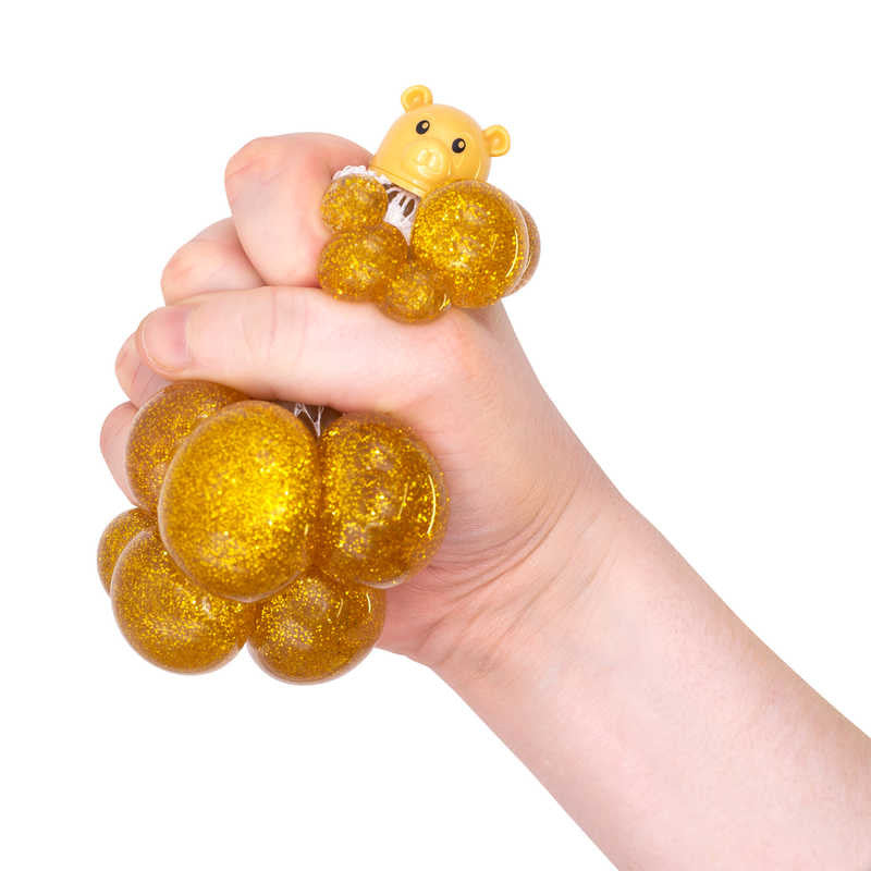 Squishy Mesh Pet Golden Bear,Introducing the Squishy Mesh Pet Golden Bear Meet our adorable Squishy Mesh Pet Golden Bear, a delightful squeezy toy that's sure to bring joy and squishy fun into your life! This rubber-like gel-filled ball is encased in a soft net mesh and topped with a charming bear head, adding an extra element of cuteness to your squishy experience. Product Features: Gel-Filled Squeezy Ball: Enjoy the satisfying squishiness of this gel-filled ball as you give it a gentle squeeze. Feel the s