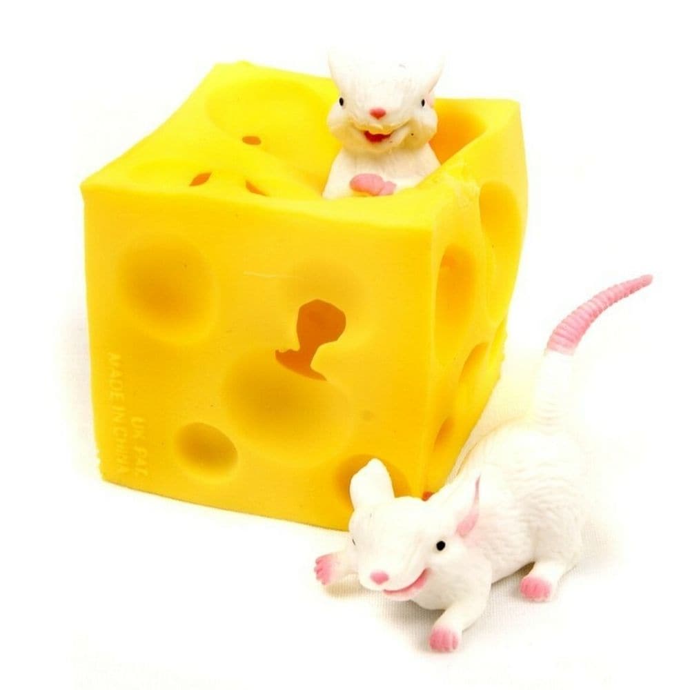 Stretchy Mice And Cheese,You'll love this fun Stretchy Mice and Cheese that includes 2 darling little stretchy mice that love playing hide 'n seek in their stretchy hunk of cheese! This interesting Stretchy Mice and Cheese toy is great as a stress reliever, tactile exploration and finger manipulations. Move this strange squishy cheese and watch little white mouse pop out in different directions. Playing with the cute mice is a great way to help kids calm down and concentrate. This fun Stretchy Mice and Chee