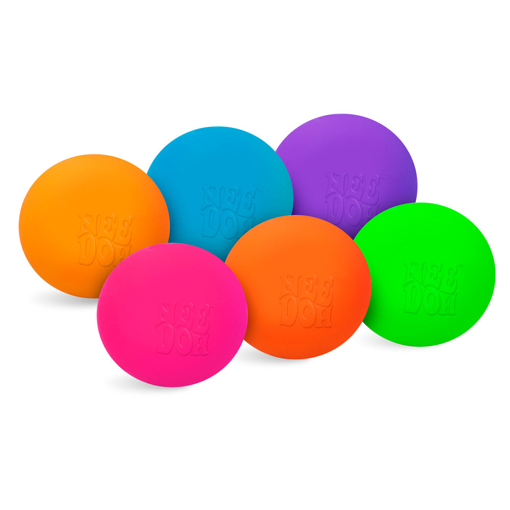 Teenie Needoh,Teenie NeeDoh Stress Ball - 3 Pack Squeeze away the stresses of the day with the Teenie NeeDoh stress ball for kids. This micro version of the Classic NeeDoh easily fits inside the palms of little hands, making it perfect for young children. Available in a variety of vibrant colours – orange, blue, green, purple, pink, and red – each pack includes three randomly chosen colours, adding an element of surprise and fun. Key Features: Compact Size: The Teenie NeeDoh is a miniature version of the cl