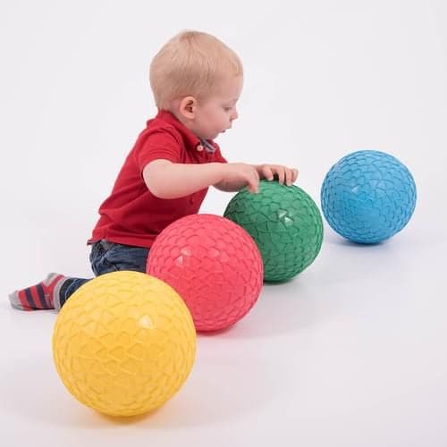 Tickit Easy Grip Balls Set,The Tickit Easy Grip Balls Set is a delightful set of four brightly coloured inflatable Jumbo Easy Grip balls with a honeycomb effect surface which aids grip when catching and throwing. The Tickit Easy Grip Balls Set are lightweight but sturdy and a good size for young children to handle.Improves children’s confidence with ball skills and hand-eye coordination.The Tickit Easy Grip Balls Set contains ball in Red, green, blue and yellow. The Tickit Easy Grip Balls Set supports the f