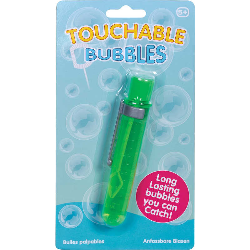 Touchable Bubbles,Blow bubbles with a difference you can actually touch! The fantastic Touchable Bubbles tubs allow you to blow hundreds of touchable bubbles into the air. Unlike ordinary bubbles that pop instantly, these bubbles can be caught and played with, providing endless fun for children. Key Features: Touchable Bubbles: Specially formulated to create bubbles that can be touched and caught without immediately popping. Interactive Fun: Avoid the disappointment of regular bubbles; these touchable bubbl