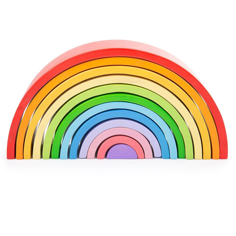 Wooden Rainbow Stacking Toy-Large,Endless Stacking Fun with the Large Wooden Rainbow Stacking Toy Unlock the imagination and creativity of your little one with the Large Rainbow Stacking Toy. This versatile and durable toy offers endless play possibilities without any rules or guidelines, making it an ideal addition to any playroom or nursery. Key Features: Versatile Stacking: With its vibrant rainbow-colored arches, this stacking toy provides endless opportunities for creative exploration. Little hands can