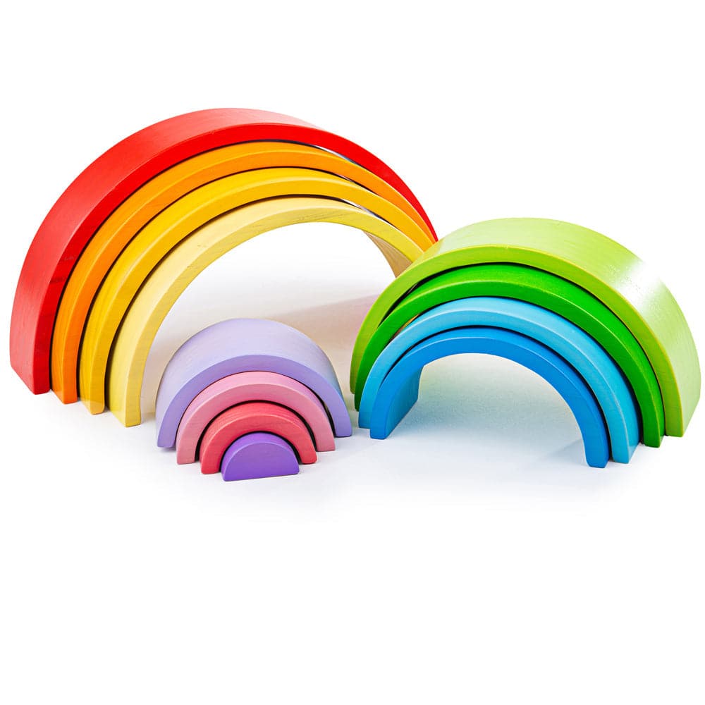 Wooden Rainbow Stacking Toy-Large,Endless Stacking Fun with the Large Wooden Rainbow Stacking Toy Unlock the imagination and creativity of your little one with the Large Rainbow Stacking Toy. This versatile and durable toy offers endless play possibilities without any rules or guidelines, making it an ideal addition to any playroom or nursery. Key Features: Versatile Stacking: With its vibrant rainbow-colored arches, this stacking toy provides endless opportunities for creative exploration. Little hands can