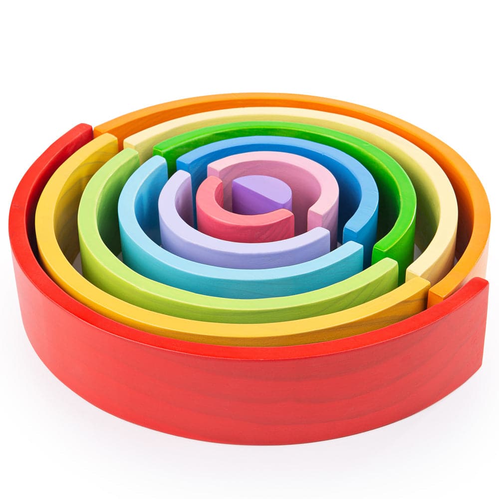 Wooden Rainbow Stacking Toy-Large,Endless Stacking Fun with the Large Wooden Rainbow Stacking Toy Unlock the imagination and creativity of your little one with the Large Rainbow Stacking Toy. This versatile and durable toy offers endless play possibilities without any rules or guidelines, making it an ideal addition to any playroom or nursery. Key Features: Versatile Stacking: With its vibrant rainbow-colored arches, this stacking toy provides endless opportunities for creative exploration. Little hands can