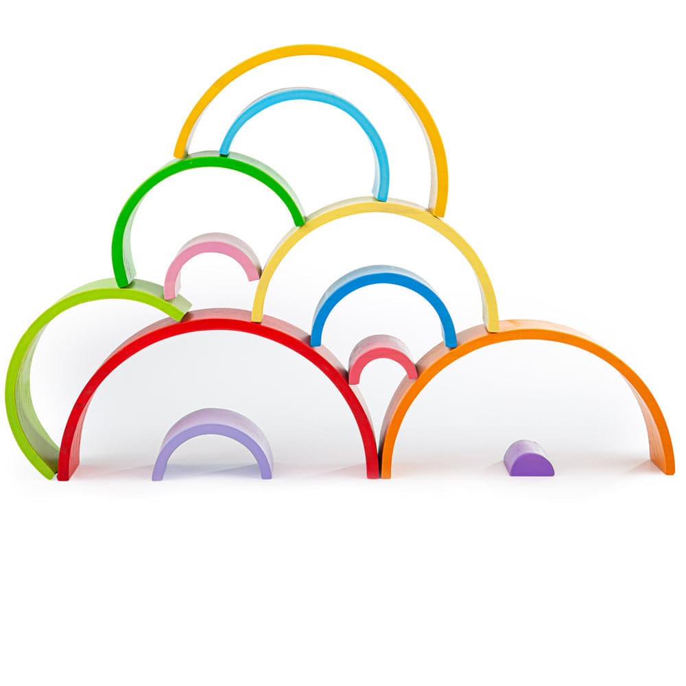 Wooden Rainbow Stacking Toy-Large,Endless Stacking Fun with the Large Wooden Rainbow Stacking Toy Unlock the imagination and creativity of your little one with the Large Rainbow Stacking Toy. This versatile and durable toy offers endless play possibilities without any rules or guidelines, making it an ideal addition to any playroom or nursery. Key Features: Versatile Stacking: With its vibrant rainbow-colored arches, this stacking toy provides endless opportunities for creative exploration. Little hands can